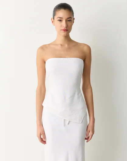 Linen Blend Strapless Scarf Blouse | Glassons (Australia)