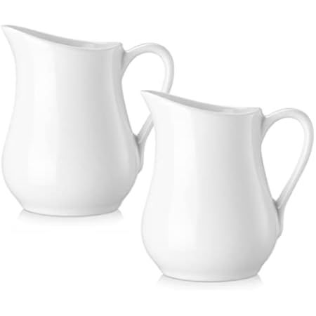 Amazon.com | Gaolinci 2pcs Mini Classic Pure White Ceramic Creamer with Handle,Small Coffee Milk ... | Amazon (US)