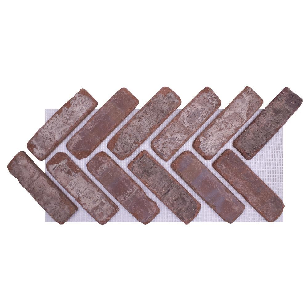 28 in. x 12.5 in. x 1/2 in. (8.7 sq. ft.) Brickwebb Herringbone Castle Gate Thin Brick Sheets (Bo... | The Home Depot