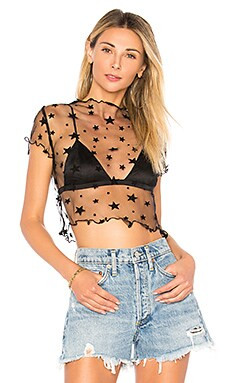 superdown Sandra Mesh Star Top in Black from Revolve.com | Revolve Clothing (Global)