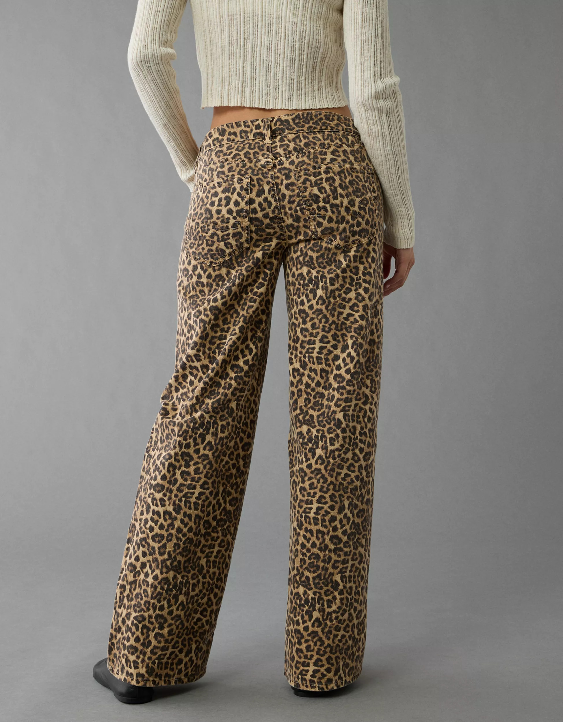 AE Stretch Leopard Low-Rise Baggy Wide-Leg Pant | American Eagle Outfitters (US & CA)