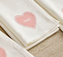 Conversation Hearts Organic Cotton Napkins - Mixed Set of 4 | Pottery Barn (US)