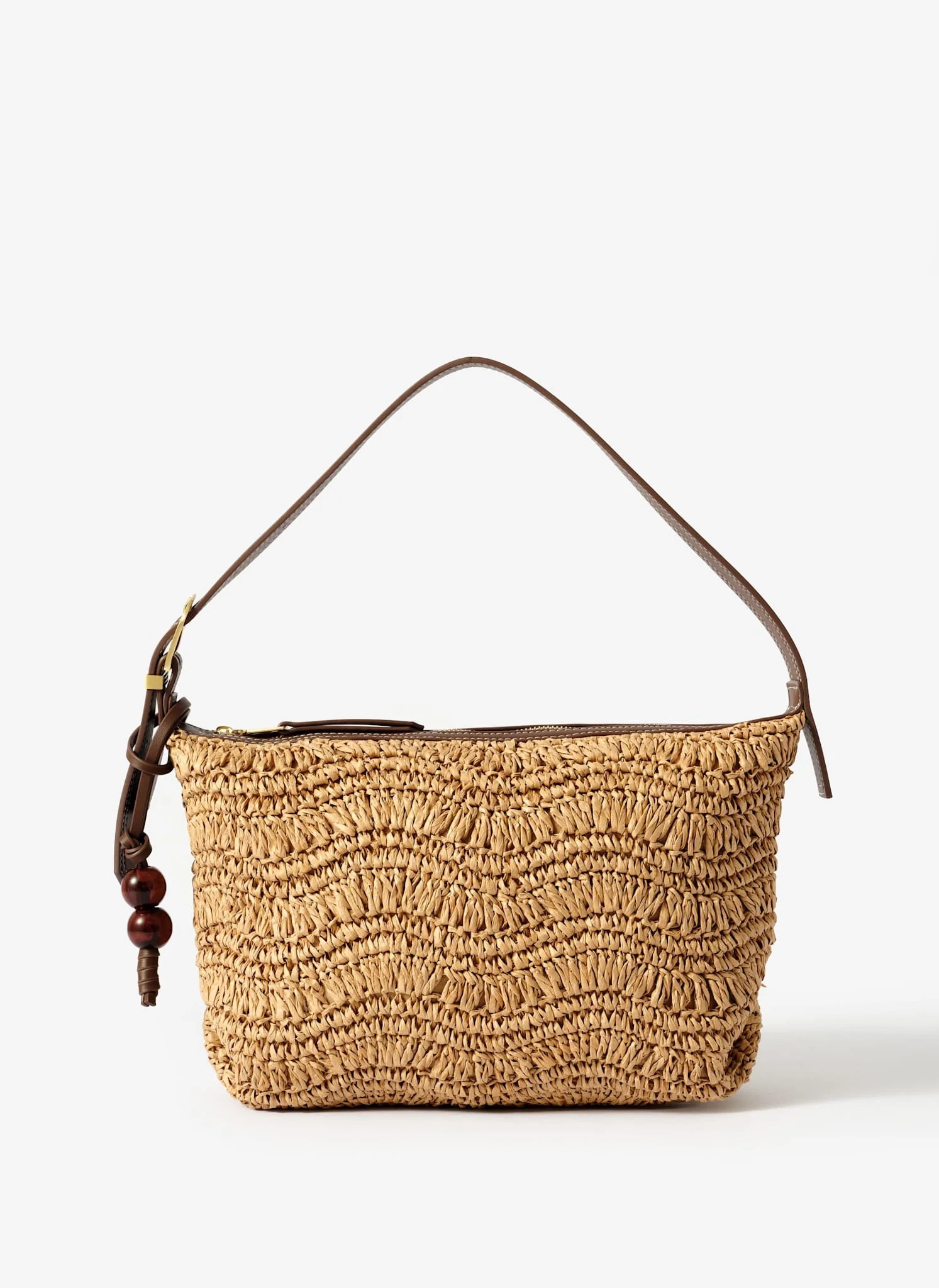 Jessie Neutral Woven Shoulder Bag | Mint Velvet