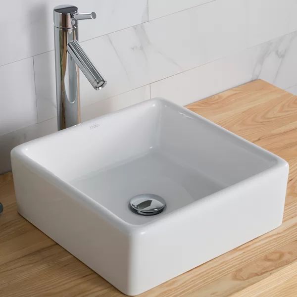 KCV-120 Ceramic White Square Vessel Bathroom Sink | Wayfair North America