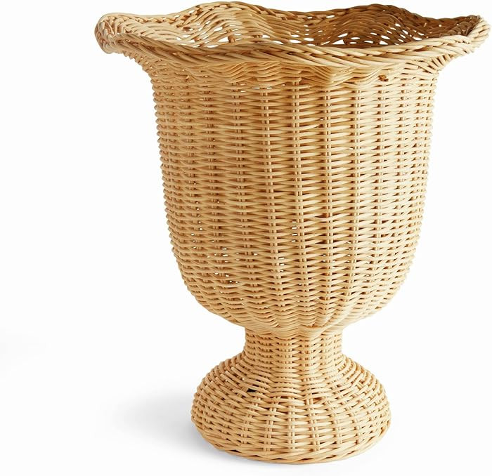 Napa Home & Garden Myra Rattan Scalloped Edge Footed Urn - Natural Rattan Decor Tan | Amazon (US)
