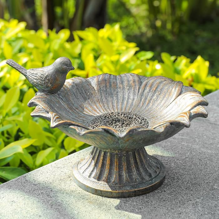 MUMTOP Bird Baths for Outdoors, Antique Outdoor Garden Birdbath Bowl Resin Bird Baths and Feeder ... | Amazon (US)