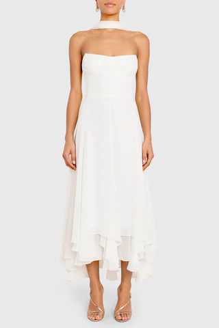 Amanda Uprichard Monterey Dress with Scarf in Ivory - Size S | Amanda Uprichard