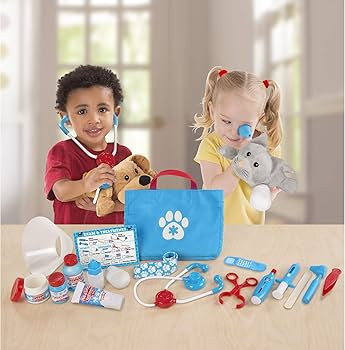 Melissa & Doug Examine and Treat Pet Vet Play Set (24 pcs) - Kids Veterinary Play Set, Veterinari... | Amazon (US)