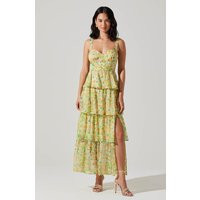 ASTR the Label | Midsummer Floral Tiered Maxi Dress in Yellow green multi | Size M | ASTR The Label (US)
