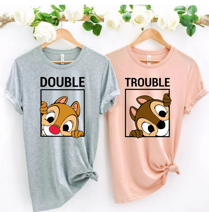 Chip and Dale Double Trouble Sweatshirt, Disney Couple Hoodie, Disney Valentine's Tee, Disney Vac... | Etsy (US)
