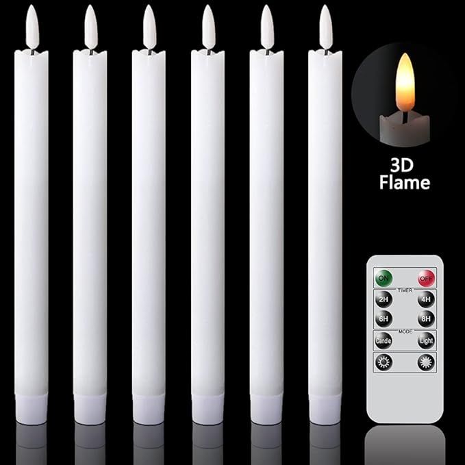 GenSwin Flameless Taper Candles Flickering with Remote Controls and Timer, Real Wax Battery Opera... | Amazon (US)