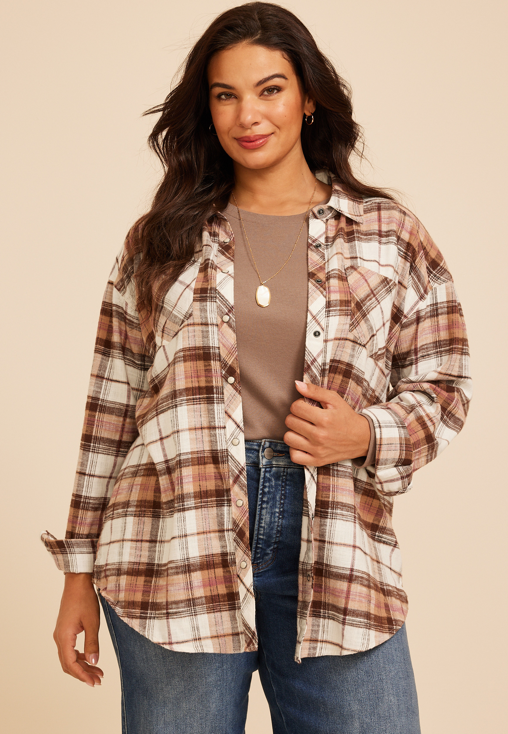 Plus Size Cabin Plaid Button Down Shirt | maurices | Maurices