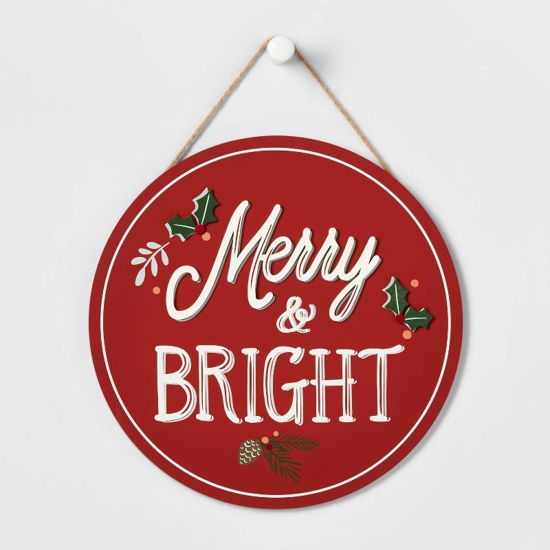 Wood Round 'Merry & Bright' Hanging Sign - Wondershop™ | Target