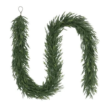 My Texas House 9ft Natural Feel Norfolk Artificial Christmas Garland, Non-lit, Green, Soft PE | Walmart (US)