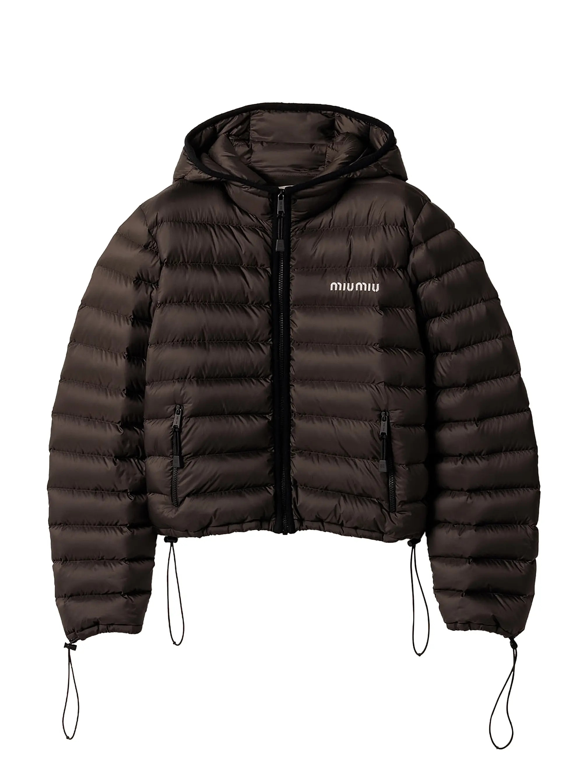 Miu Miu Light Pongé Down Hoodie Jacket | Saks Fifth Avenue | Saks Fifth Avenue