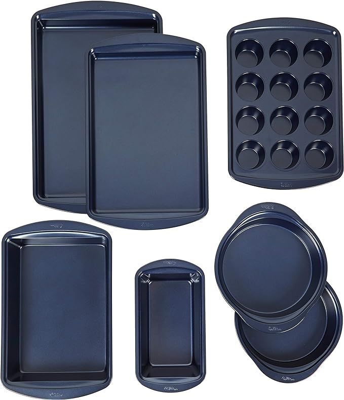 Wilton Non-Stick Diamond-Infused Navy Blue Baking Set, 7-Piece | Amazon (US)