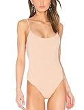 May&Maya Women's Stretch Fit Black White Nude Bodysuits Tanks Top Cami Top (Beige, S) | Amazon (US)