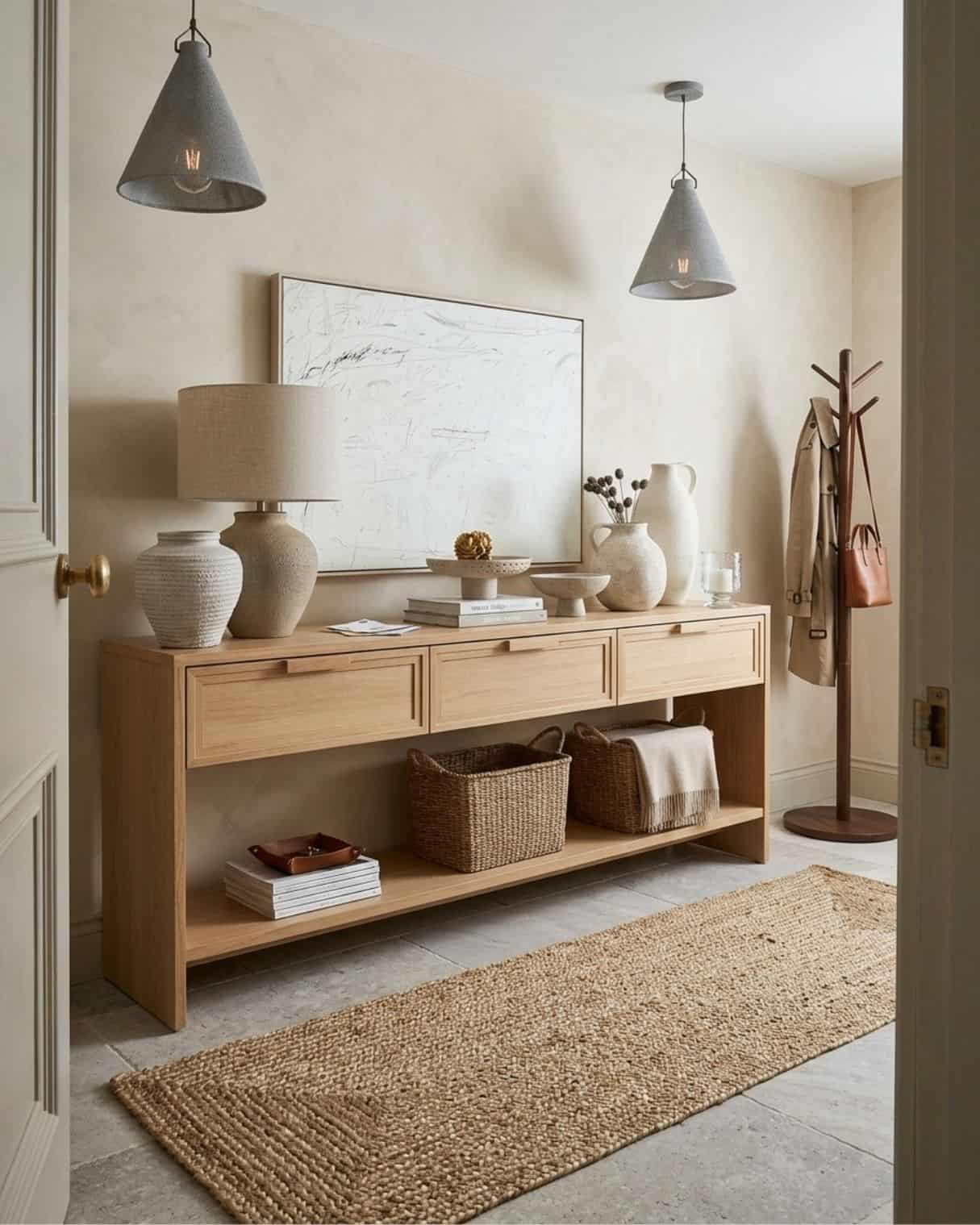 Modern Neutral Entryway Design

*Note: This is a digital room mockup showcasing product styling ideas from my room design mood board.