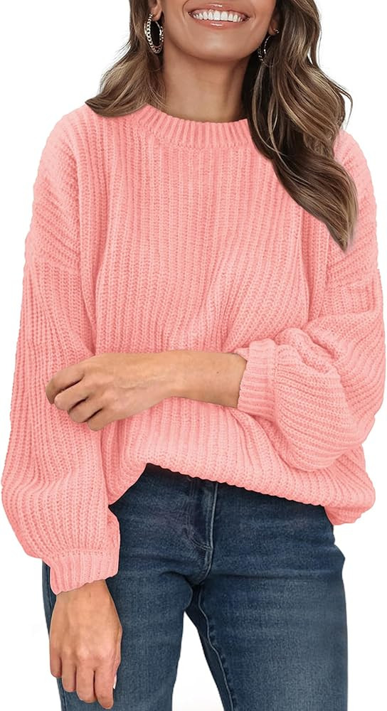 PRETTYGARDEN Women's Fashion Sweater Long Sleeve Casual Ribbed Knit Winter Clothes Pullover Sweat... | Amazon (US)