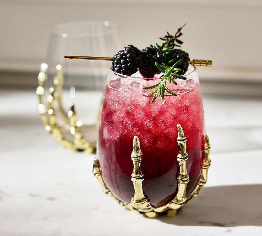 Skeleton Stemless Wine Glasses | Pottery Barn (US)