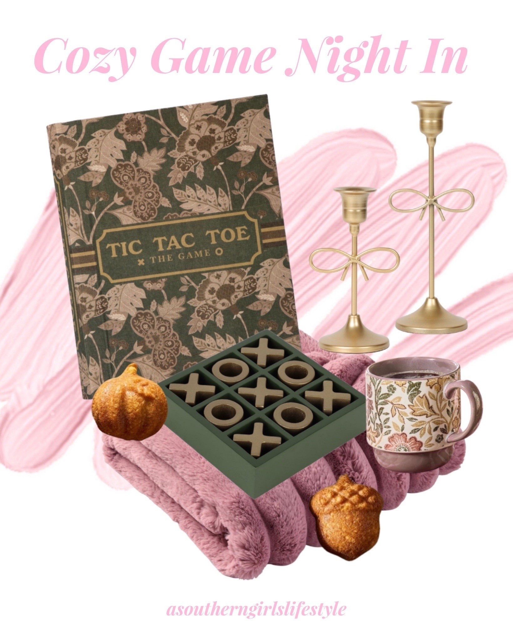 Cozy Fall Game Night In 

Floral Tic Tac Toe Game Set Book, Gold Tabletop Taper Candleholder with Bow Accent, Faux Fur Oversized Throw Blanket, 12 in x 8 in Nonstick Cast Aluminum Fall Cakelet Pan with 6 Fall-Shaped Molds & Vine Floral Stoneware Stacking Mugs with Metal Storage Rack

Home Decor. Cozy Home. Fall Decor. Fall Home. Baking. Coffee

#LTKSeasonal #LTKHome #LTKfoodie