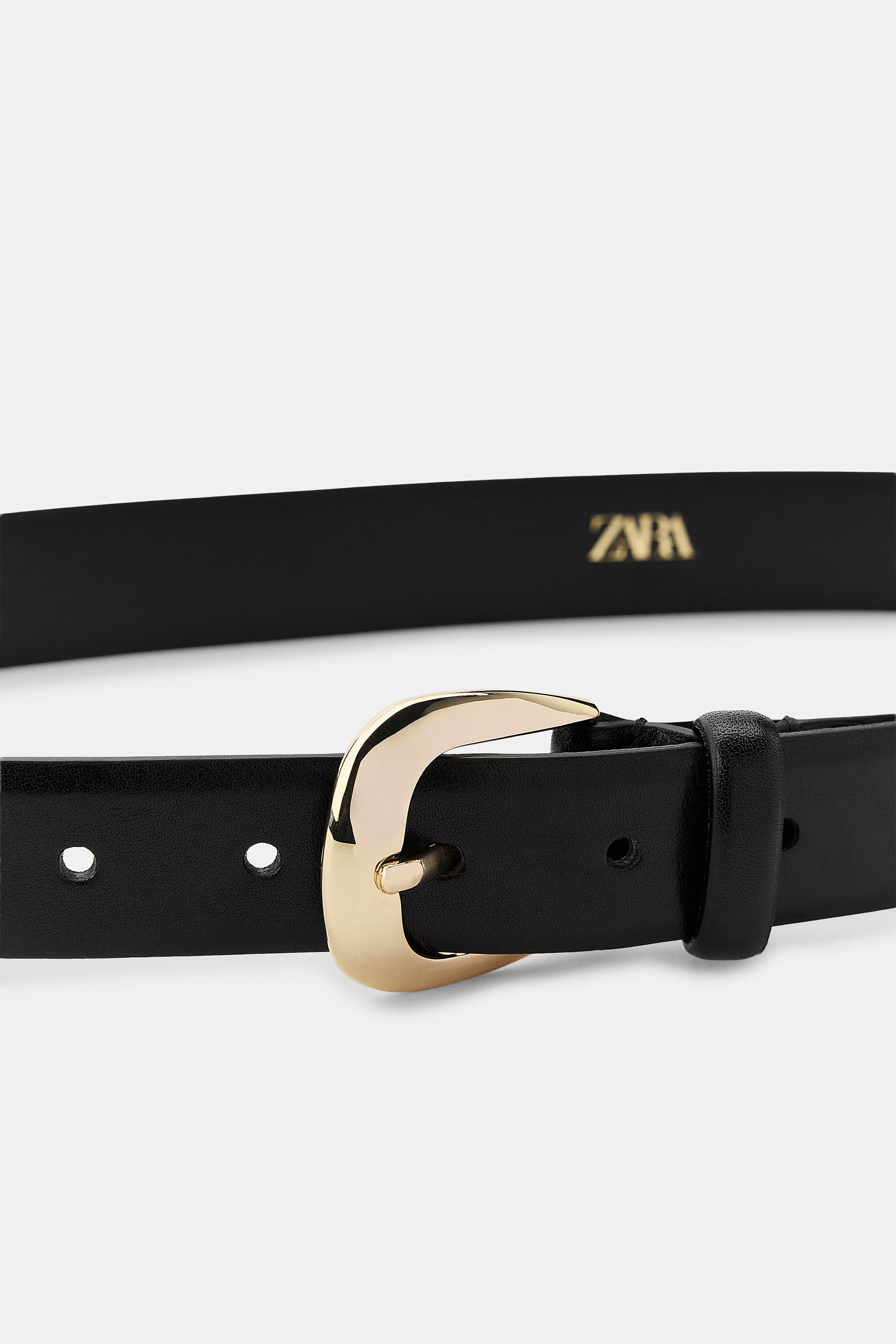 OVAL BUCKLE LEATHER BELT | Zara US