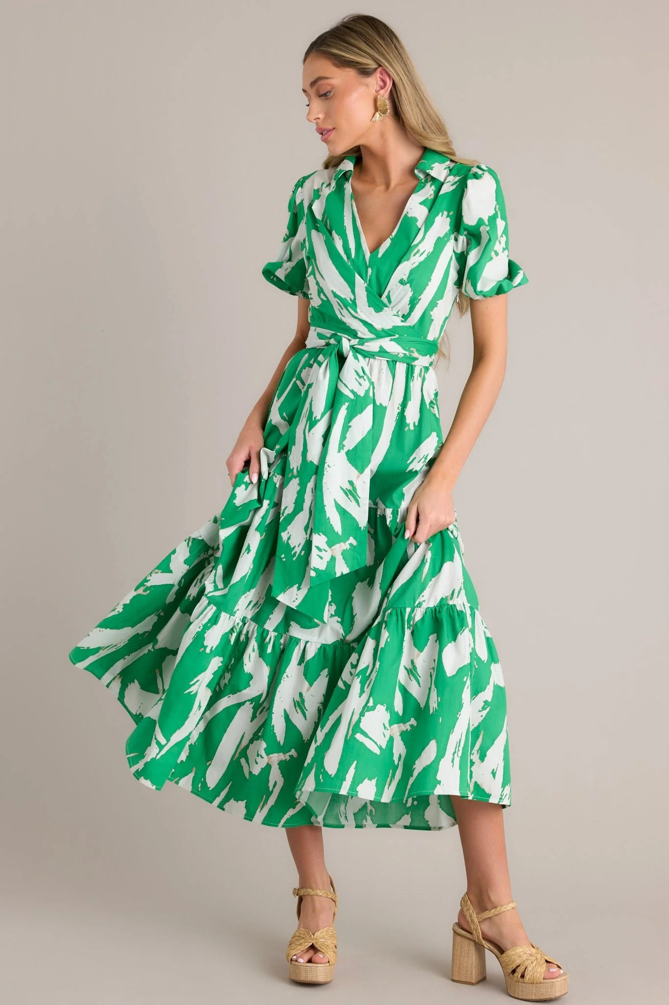 Not Just Anyone Kelly Green Abstract Print Maxi Dress | Red Dress