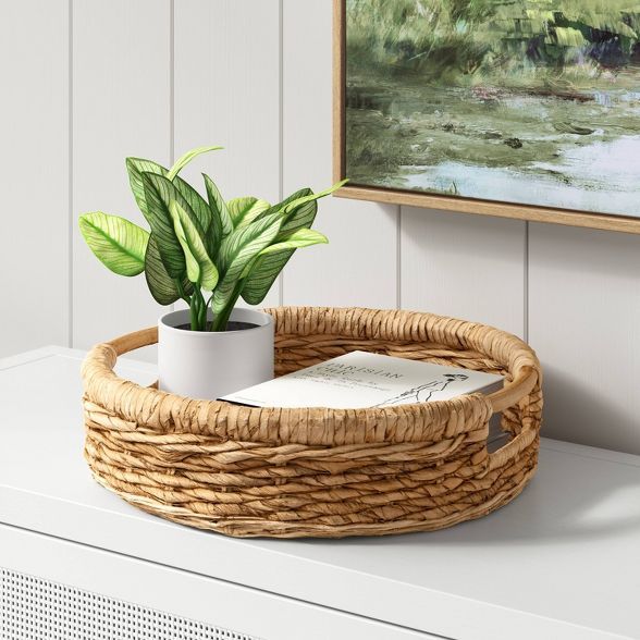 16" x 4.5" Round Tray with Ear Handle Natural - Threshold™ | Target