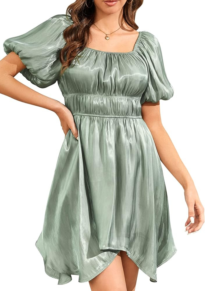 Bigyonger Summer Puff Sleeve Stain Mini Dresses       
Material: Tulle 

Occasion: Wedding, Gradu... | Amazon (US)