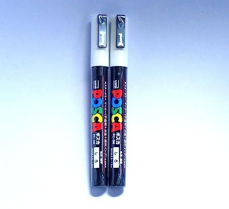 Uni Posca Paint Marker PC-3M White, 2 pens per Pack (Japan Import) [Komainu-Dou Original Package] | Amazon (US)