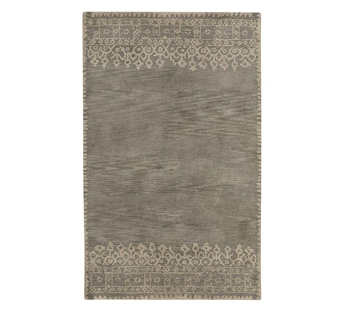 Desa Bordered Hand Tufted Wool Rug - Blue | Pottery Barn (US)