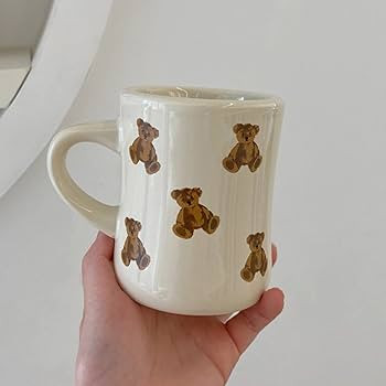 Women Girls Creamy White Cartoon Bear Mugs Ceramic Coffee Mug Water Cup 350ML/12OZ. Cute Funny No... | Amazon (US)