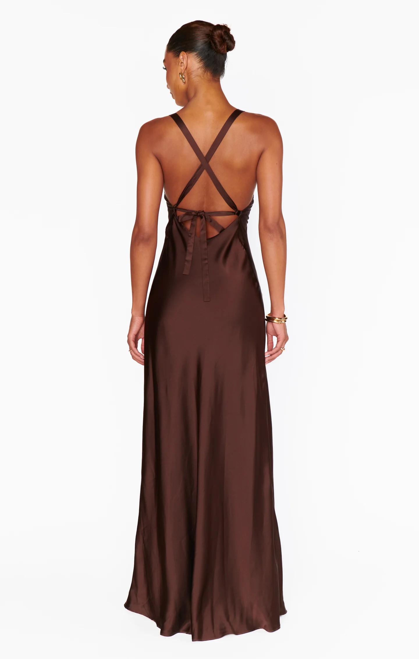 Anderson Maxi Dress ~ Chocolate Luxe Satin | Show Me Your Mumu