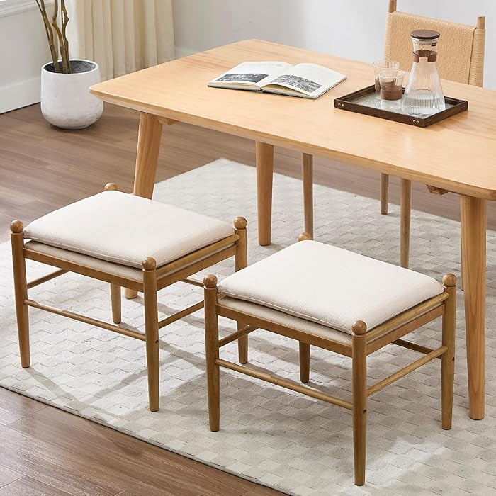 Janoray Ottoman Footrest Set of 2, 19 Inch Upholstered Vanity Bench Seat, Backless Makeup Stool w... | Amazon (US)