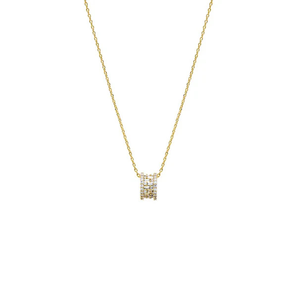 Pave X Baguette Roller Charm Necklace | Adina Eden