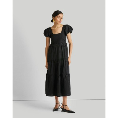 Reistor Women's Puff Sleeve Tiered Maxi Dress Black Large | Target