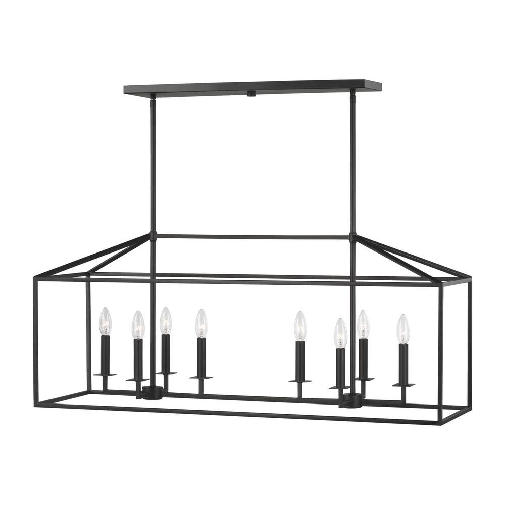 Sea Gull Lighting Perryton 40 in. 8-Light Smooth Midnight Matte Black Modern Transitional Linear Han | The Home Depot