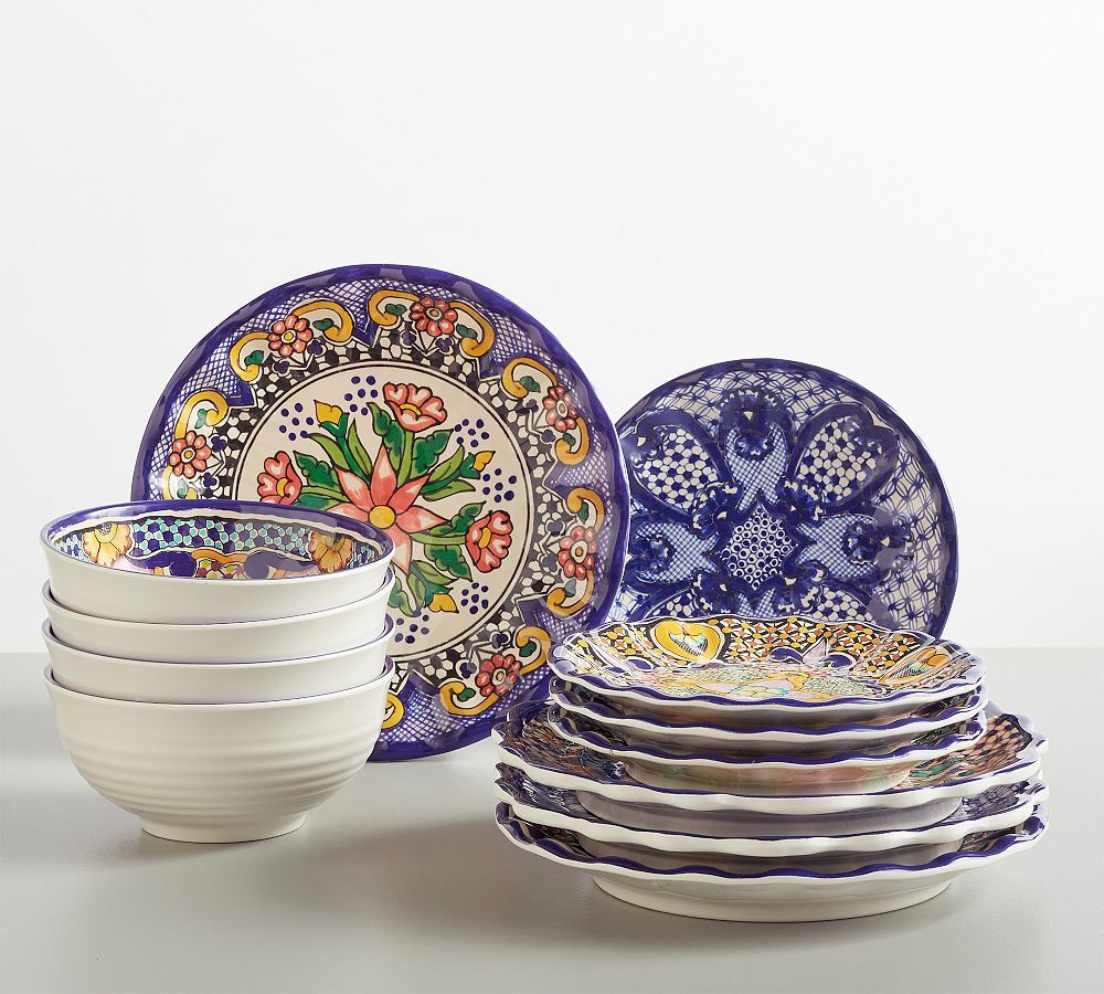 Del Sol Melamine 12-Piece Dinnerware Set | Pottery Barn (US)