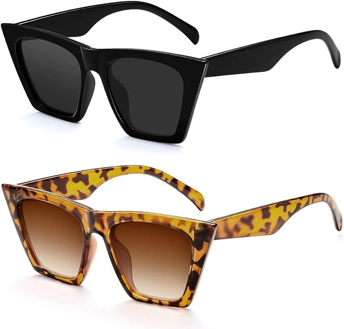 Cat Eye Sunglasses For Women - Vintage Square Mirrored Sunglasses for Women Fashion Classic UV400... | Amazon (US)