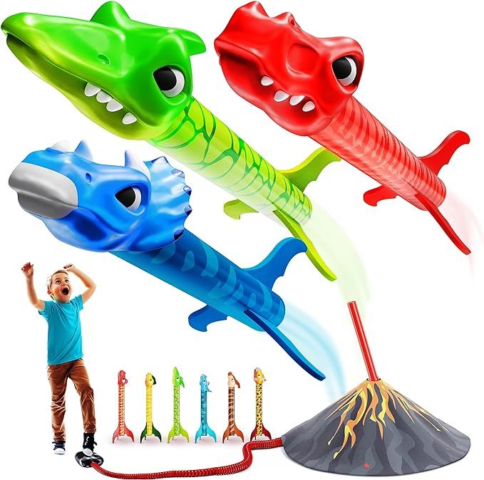Motoworx Dinosaur Toy Rocket Launcher for Kids - 6 Colorful Dinos - Fun Outdoor Kids Toys for Boy... | Amazon (US)