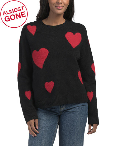 Scattered Heart Cozy Crew Neck Sweater | TJ Maxx