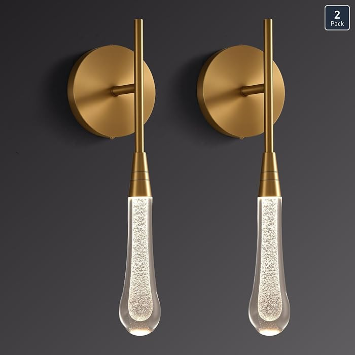 Teardrop Wall Sconces Gold Raindrop Sconces Ambient Accent Wall Lighting Bedroom Luxury Crystal R... | Amazon (US)