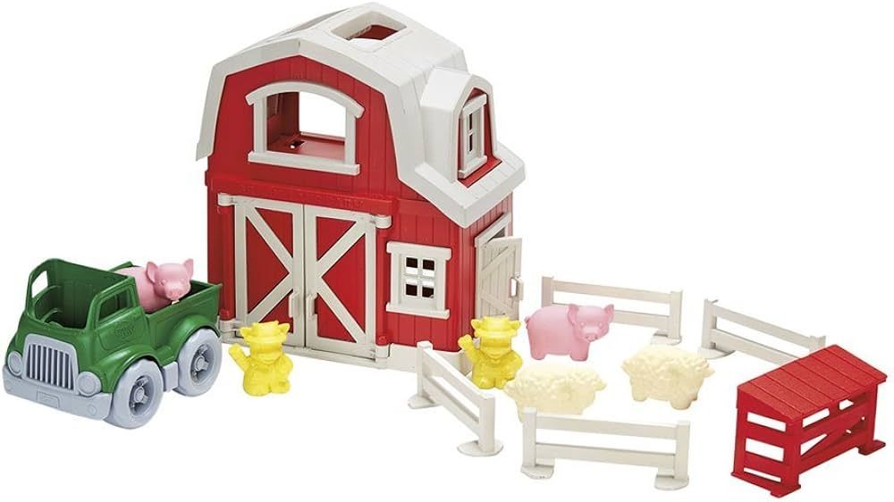 Green Toys Farm Playset - 13 Piece Pretend Play, Motor Skills, Language & Communication Kids Role... | Amazon (US)