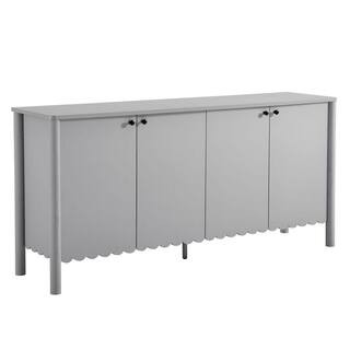 Emmeline 4-Door Scalloped MDF Sideboard in Light Gray - 66 in. Modern Buffet Cabinet with Adjustable Shelves | The Home Depot