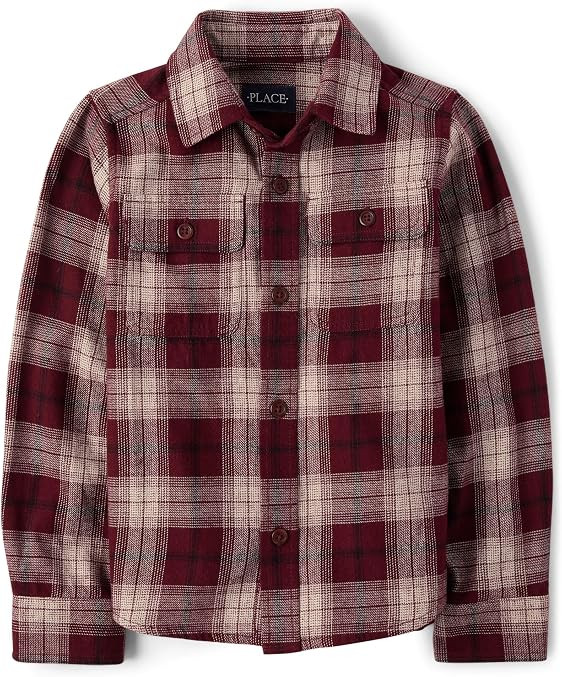 The Children's Place Boys' Long Sleeve Flannel Button Up Shirt | Amazon (US)