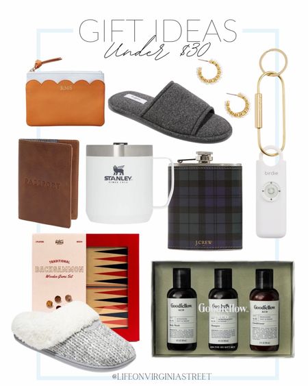 Gift ideas under $30! This includes slippers for him and her, a Stanley mug, scalloped change purse, gold earrings, J. Crew flask, Birdie personal safety alarm, Goodfellow body washes, a backgammon set, and a leather passport case. 

gift ideas, gift guide, gifts under $30, gift guide for him, gift guide for her, affordable gift, mark and graham, target gift guide, nordstrom gift guide, nordstrom, stanley, christmas gift ideas, stocking stuffers, stocking stuffer ideas

#LTKunder100 #LTKstyletip

#LTKGiftGuide #LTKHoliday #LTKunder50