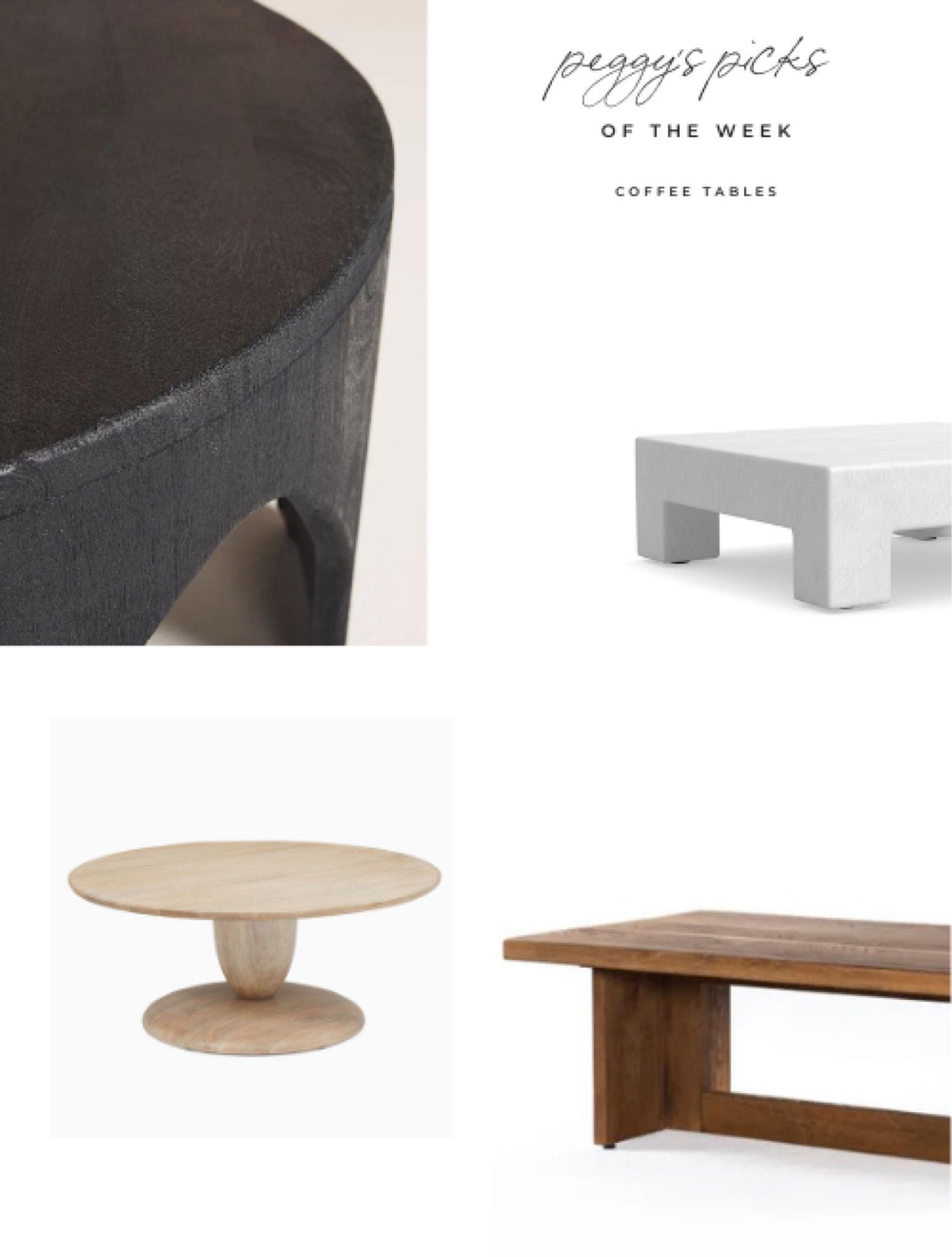 Use code PEGGYH15 for 15% off any Scout & Nimble full-price items! PEGGY'S PICKS OF THE WEEK // Coffee tables are a must for any living room space! This week, we have rounded up our favorite coffee table picks that represent multiple styles, from Modern Farmhouse, to Coastal, to Contemporary (and many styles in between).

Coffee tables are the glue that hold a room together, binding the elements of a space to form one cohesive vision. They also improve the functionality and balance in a room. With the weight they hold in creating a harmonious space, we couldn't wait to select our favorite coffee tables!

Head over to the blog to shop Peggy's Picks for this week, including this rustic oak favorite from #projectpartyofsevenmodernfarmhouse! 

Design // @peggyhaddadinteriors
Photography // @karadeyoung
#peggysaysmix

.
.
.
.

#coffeetables
#coffeetablestyle
#coffeetable
#coffeetabledecor
#coffeetablepicks
#coffeetabledesign
#peggyhaddadinteriors
#howihaven
#mycovetedhome
#inmydomaine
#howyouhome
#howwedwell
#mydomaine
#houseenvy
#inspotoyourhome
#ruedaily
#homesweethome
#interiorstyle
#interiorstylingideas
#interiorlovers
#homestyle
#homerenovation
#homeinspiration
#housegoals
#interiordesign

#LTKFind #LTKhome