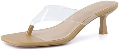 CUSHIONAIRE Mezzo Clear Strap Kitten Heels for Women, Square Toe Flip Flop Sandal Heels with Memo... | Amazon (US)