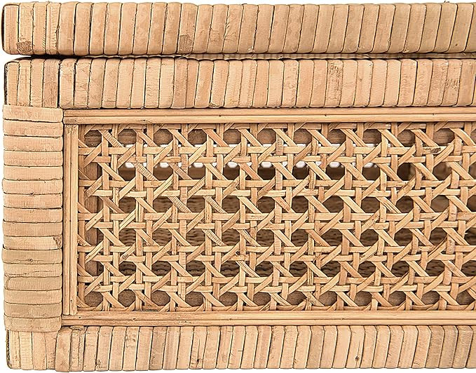 Creative Co-Op Modern Decorative Square Woven Rattan and Wood Display Boxes with Glass Top, Set o... | Amazon (US)