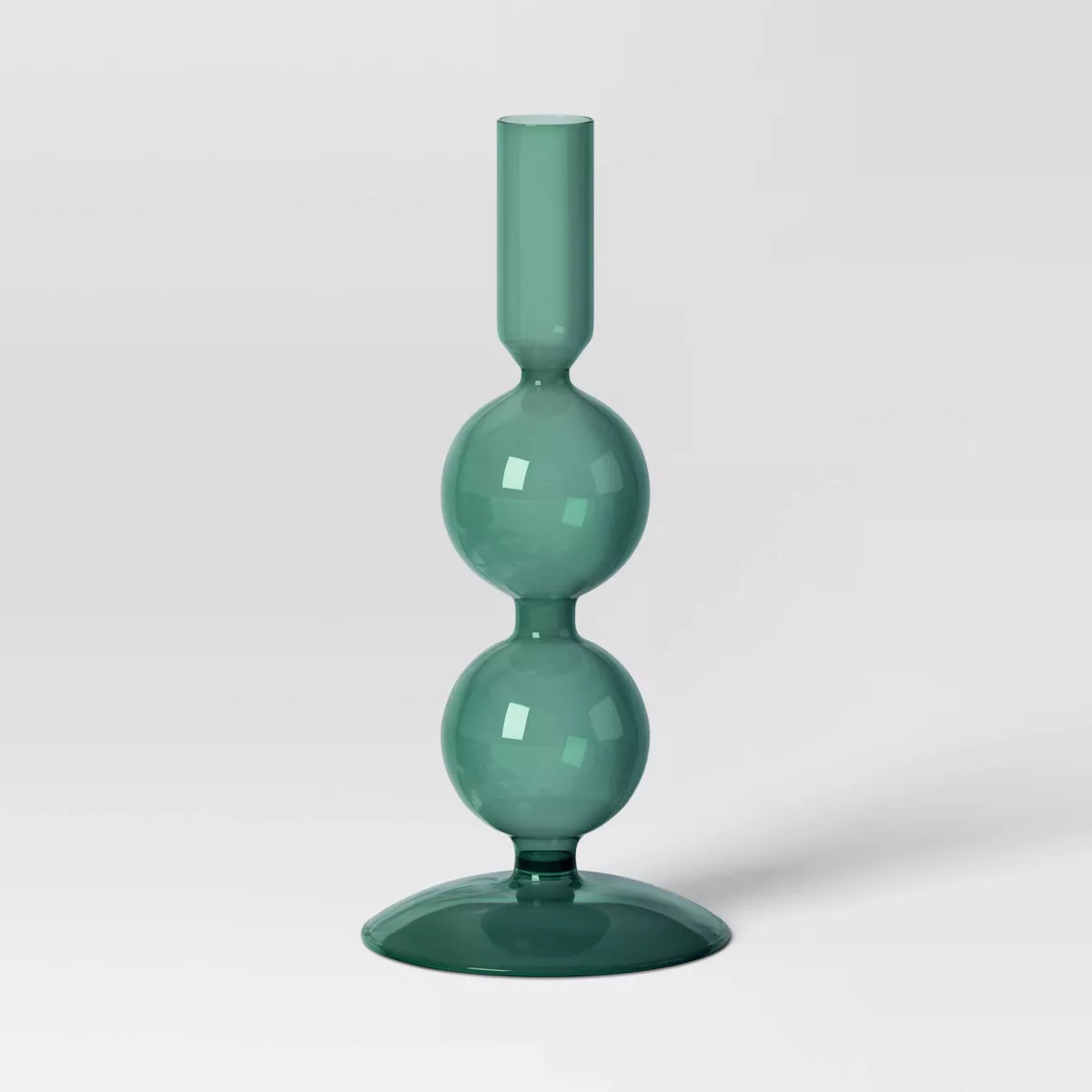 Round Modern Glass Taper Holder Green - Threshold™: Painted Finish, 7.87" Height, Tabletop Stan... | Target
